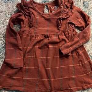Rust Plaid Ruffle Sleeve Dress